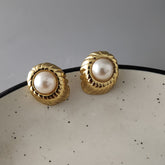 Small Metal Pearl Stud